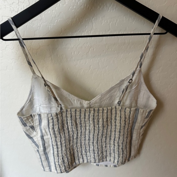 Fitted A&F crop top - Blue and White Strips - Size Small - Picture 2 of 3